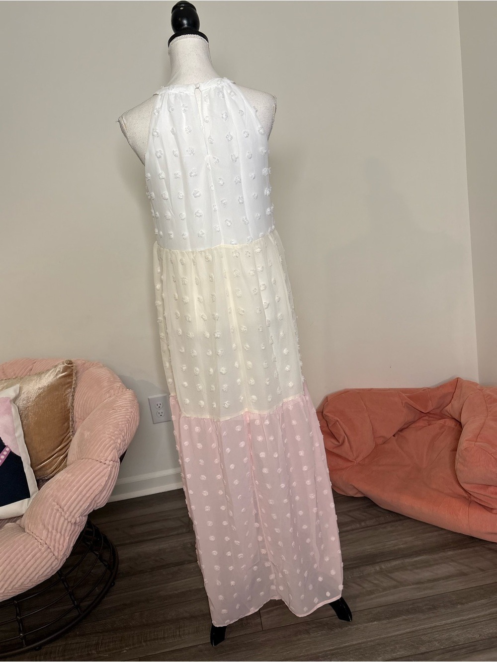 Andrée by Unit Maxi Dress M Pink White Swiss Dot - Picture 7 of 9